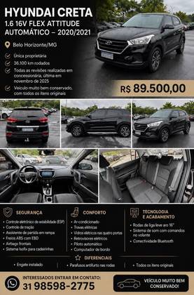 HYUNDAI CRETA 1.6 16V FLEX ATTITUDE AUTOMÁTICO HYUNDAI CRETA 1.6 16V FLEX ATTITUDE AUTOMÁTICO
